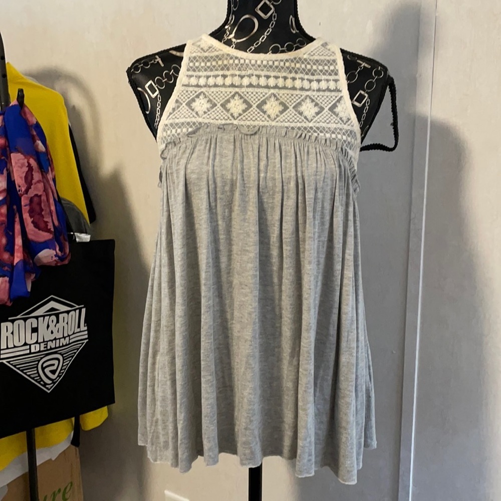 Jolt Baby Doll Top with Lace Front and Back